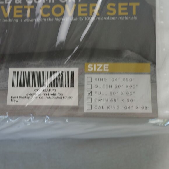 Nestl White Full Duvet Cover Set‎ 3-Piece Microfiber Bedding NWT - Picture 2 of 3